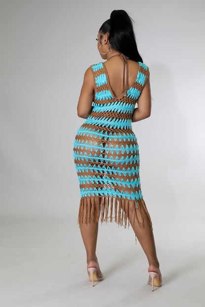 Vacation Fringes Cover up Crochet Dresses