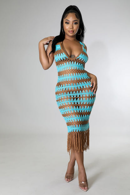 Vacation Fringes Cover up Crochet Dresses