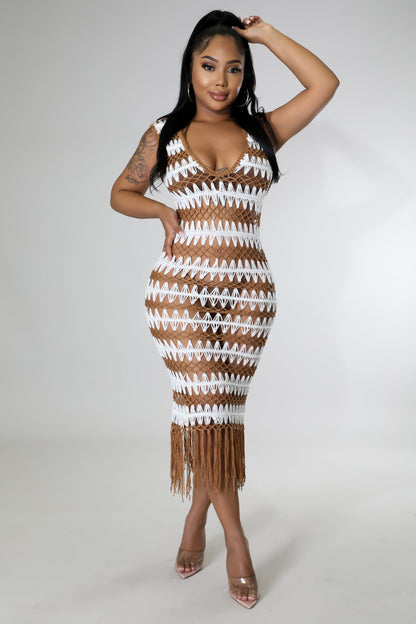 Vacation Fringes Cover up Crochet Dresses