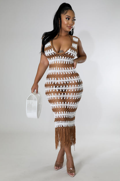 Vacation Fringes Cover up Crochet Dresses