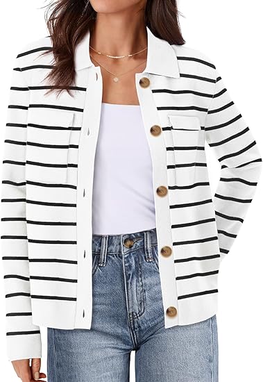 Fall&Winter Striped Long Sleeve Knit Women Cardigan