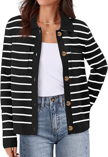 Fall&Winter Striped Long Sleeve Knit Women Cardigan