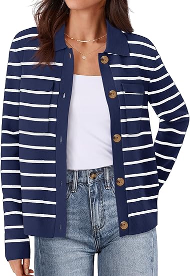 Fall&Winter Striped Long Sleeve Knit Women Cardigan